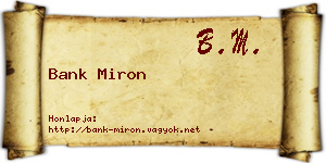 Bank Miron névjegykártya